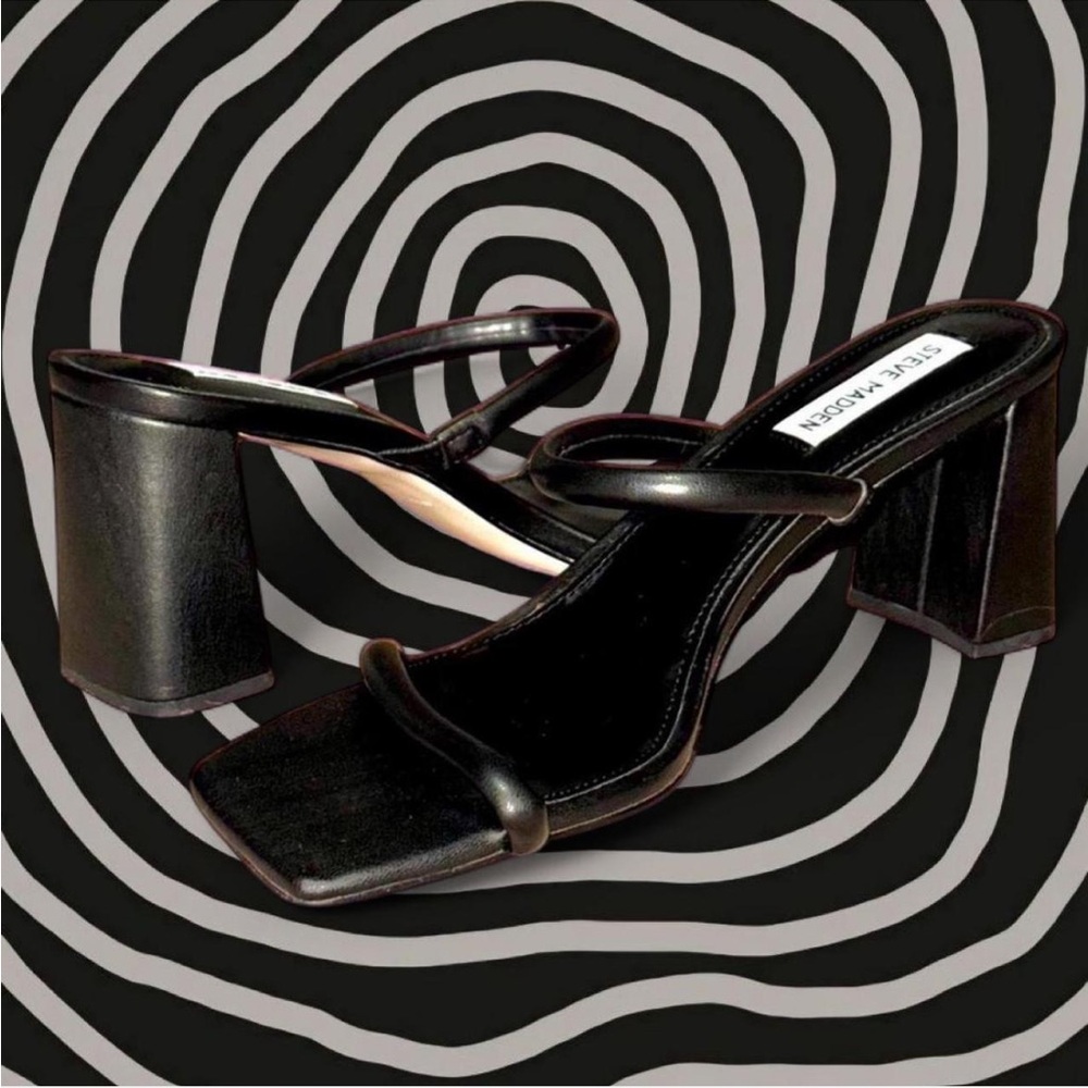Steve Madden Black Block Heel Sandals